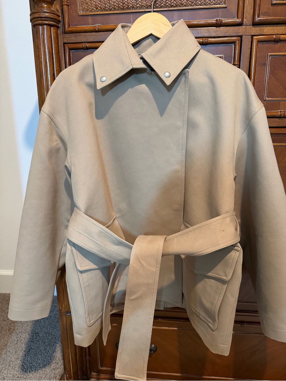 rag & bone Sand Beige Oversized Belted Utility Jacket XS - Picture 5 of 6